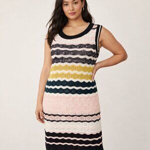 Anthropologie Akemi + Kin April Crochet Knit Sleeveless Sweater Dress - L - Cozy